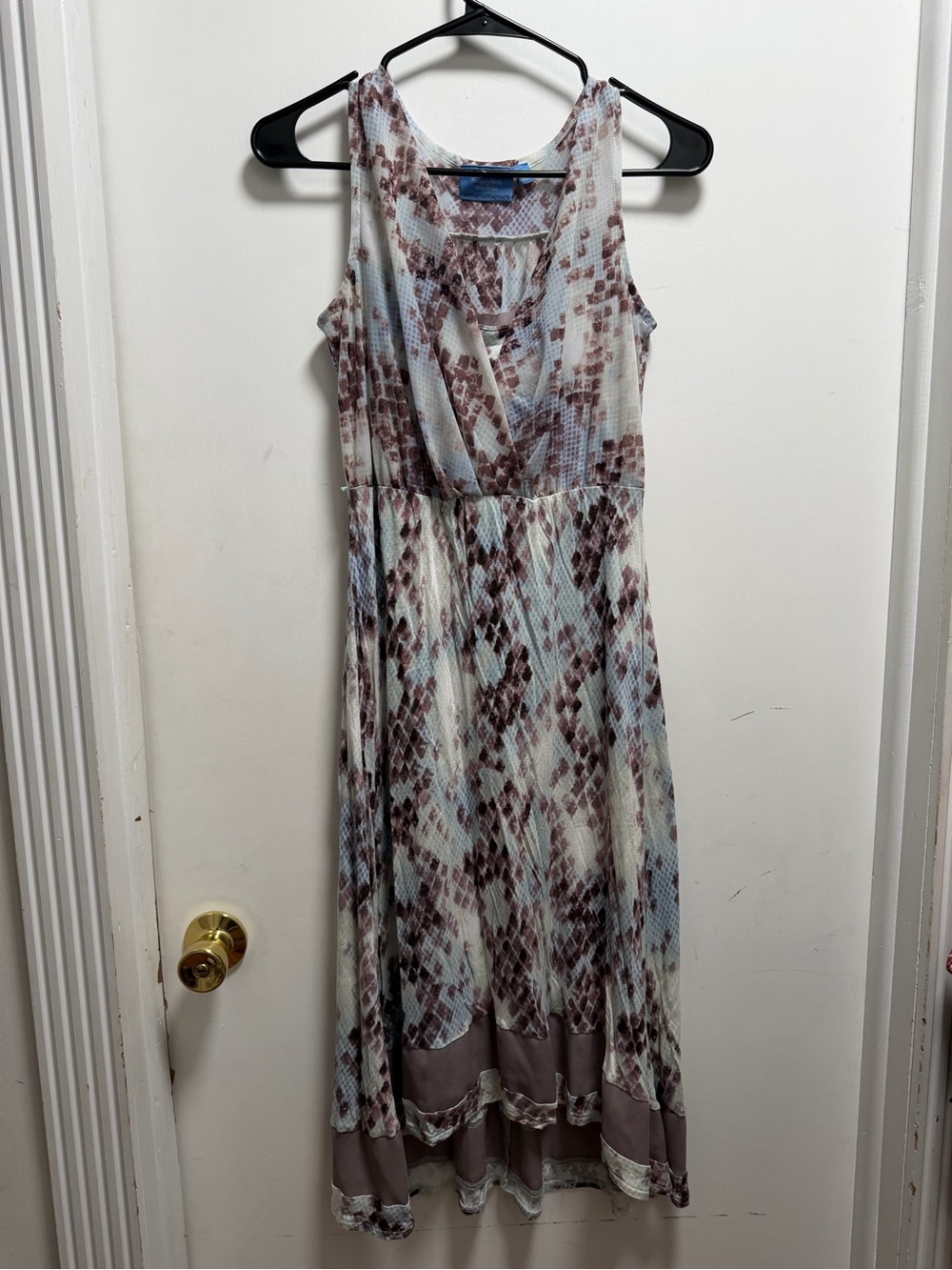 Simply Vera Wang Womens XS Colorful Lined Vneck Long Sleeveless Dress Snake
